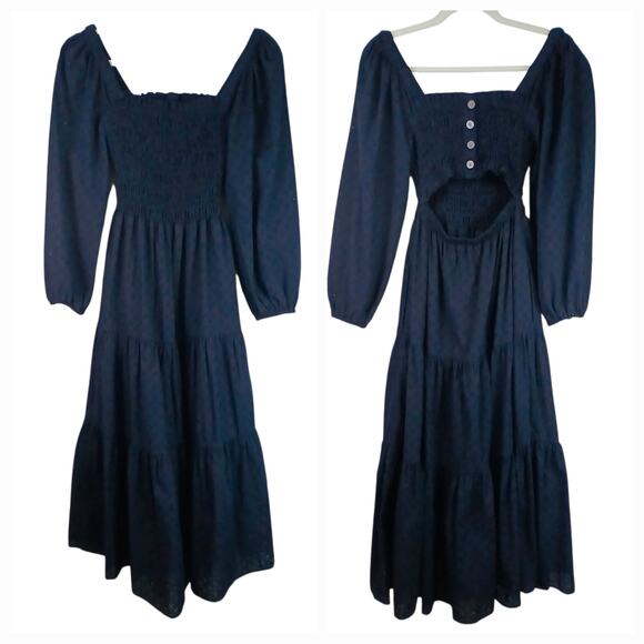 Madewell SZ XS Lucie Cutout-Back Midi Dress Deep Indigo NH098 NWOT - Picture 1 of 7